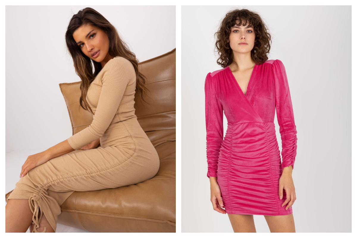 mini i maxi eleganckie sukienki z drapowaniem w sklepie online