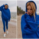 Niebieska bluza damska z kapturem na lato